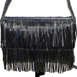 Women's Dressy Silver Grey Evening Bag with Beads